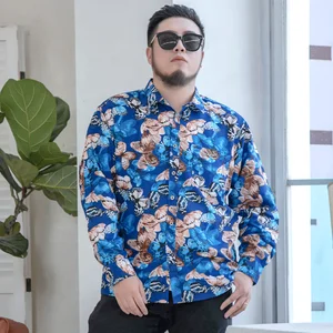 Wholesale Custom Printing High Quality Large Size Long Sleeve Floral Shirts for Men