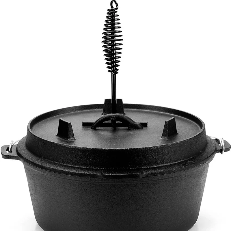 Cast Iron Camp Dutch Oven with Legs - 4.1 qt (3.9 L), Including Lid Lifter  and Lid Stand