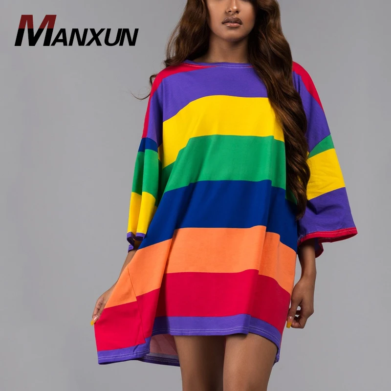 Rainbow Oversized T-shirt Dresses ...