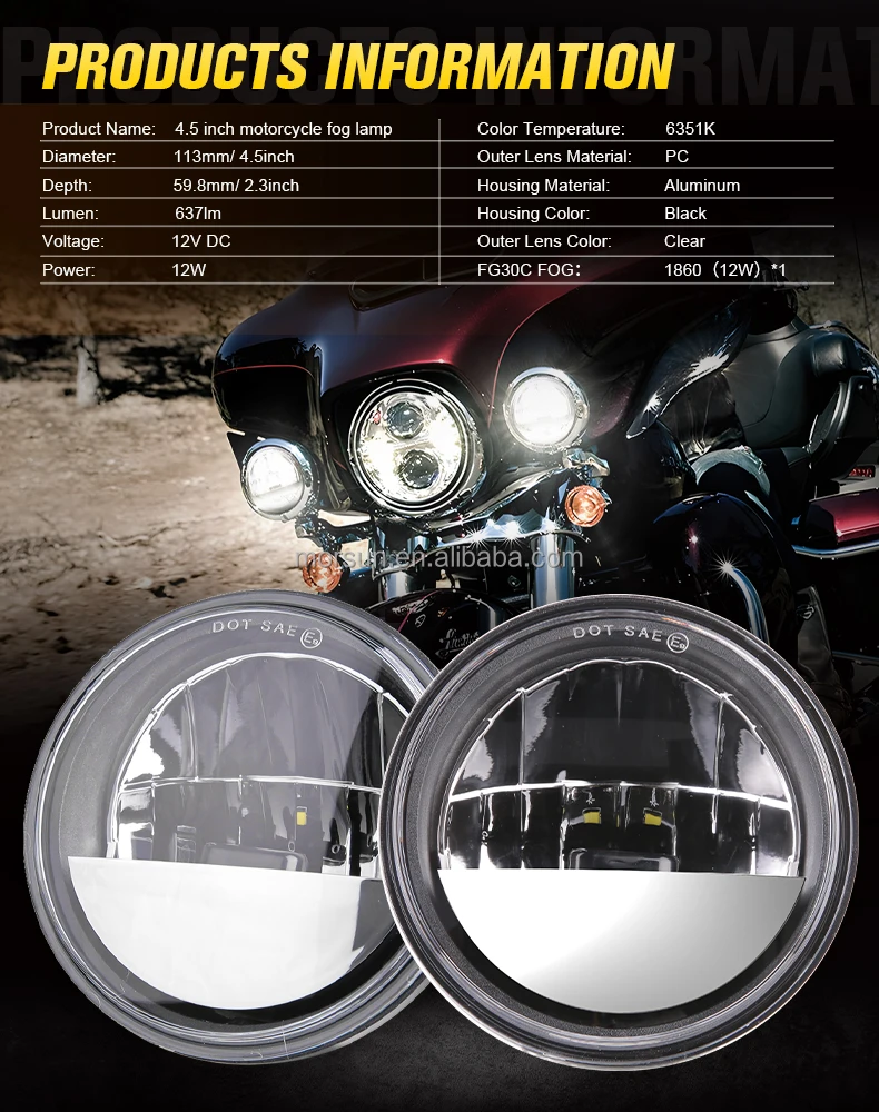 2018 Hot Sale New 2x 4.5inch Black LED Spot Fog Passing Light Lamp For Harley Da - Foto 7