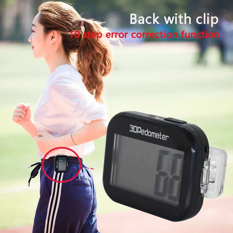 Gift sports health Multi-function 3D Digital Display Sensor Walking Running Step Distance Counter Tracking Pedometer with Clip