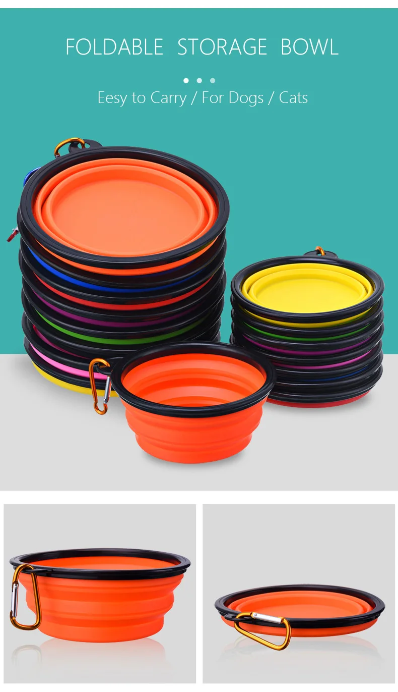 Dog Bowl Silicone Pet Dog Feeder Bowls Travel Dogs Cats Supplies