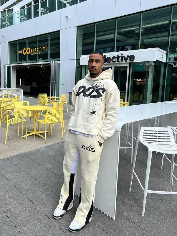 Men Flare Sweatsuit Custom Two Piece 100% Cotton French Terry Raw Hem Hooded Heavyweight Flared Sweatpants and Hoodies Set gallery 2