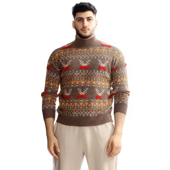 Factory customized new Christmas men's sweater knitted long sleeved ribbed men's sweater