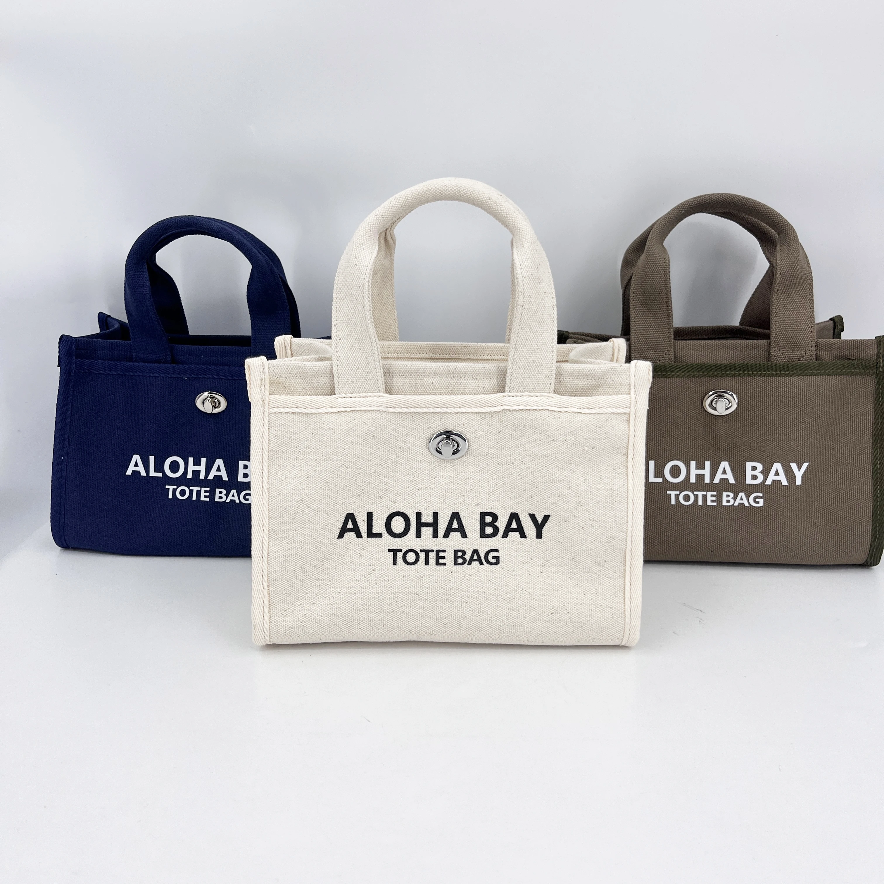 Custom Screen Print Logo 20oz Canvas Tote Bag High Quality Daily Usage Cotton Canvas Carry Handbag Mini Tote For Women Ladies