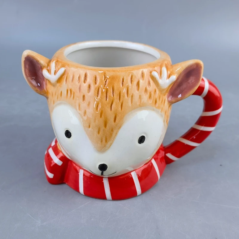 350ML Creative Animal Ceramic Mug Fox Swan Whale 3D Cartoon Coffee Mugs with Handle Personalized Office Cup
