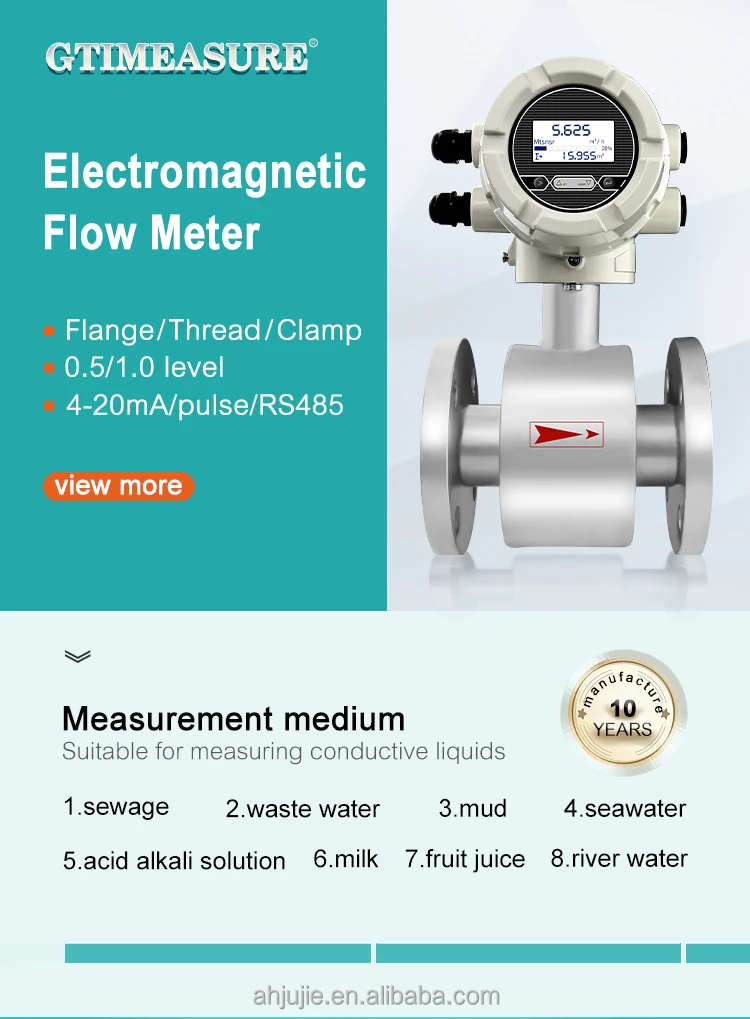 Seawater Digital Water Flow Meter Pipeline Water Liquid Electromagnetic ...