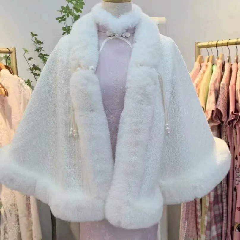 white rabbit fur shawl