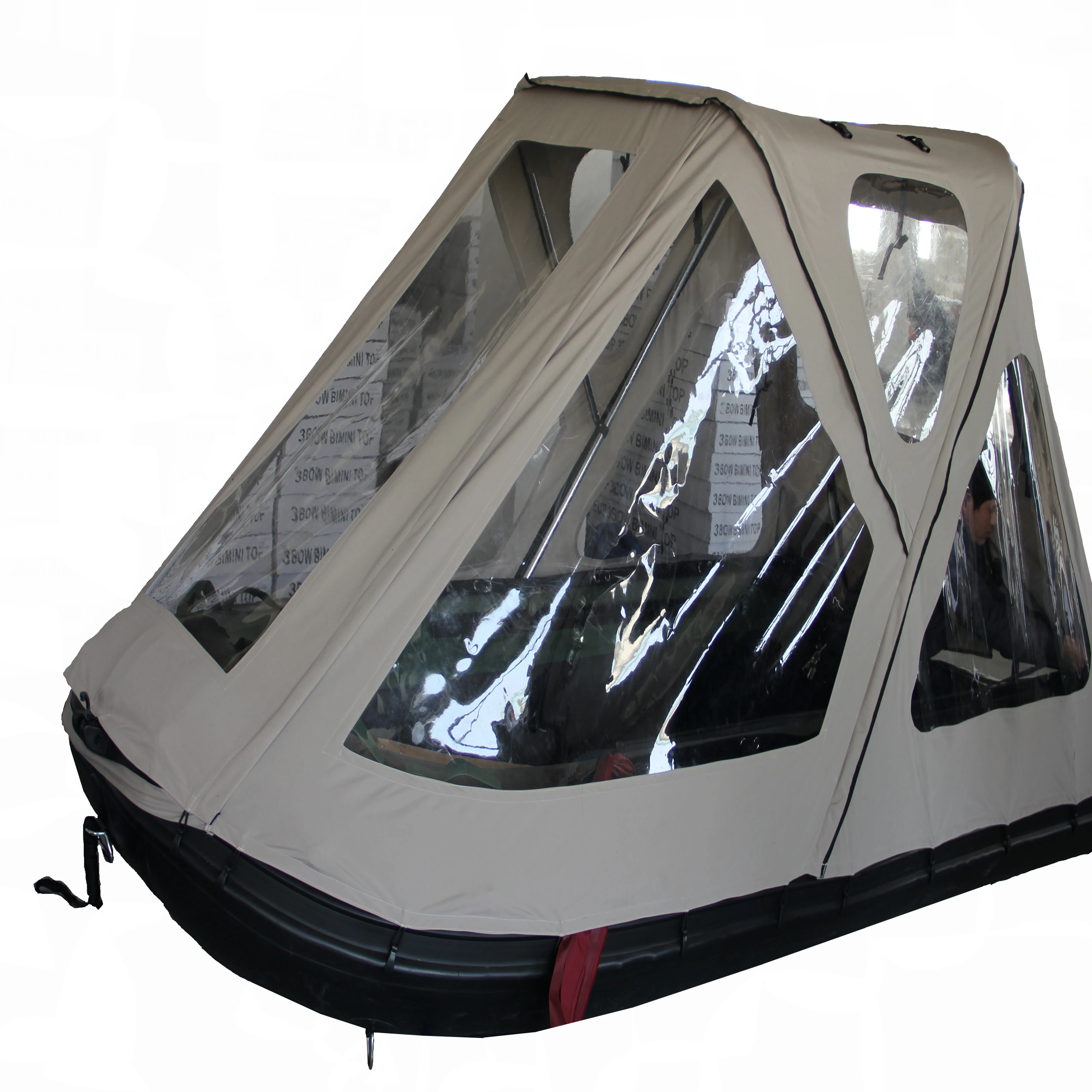 Inflatable boat grey color bimini tent