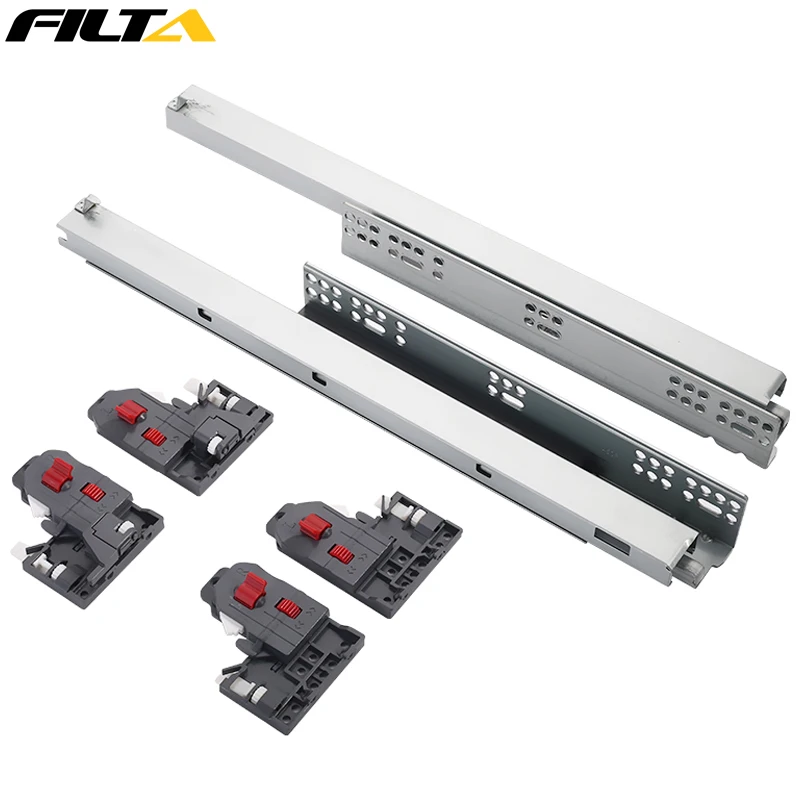 Filta Hardware China Factory Telescopic Self Closing Heavy Duty Soft Closing Undermount Drawer Slide