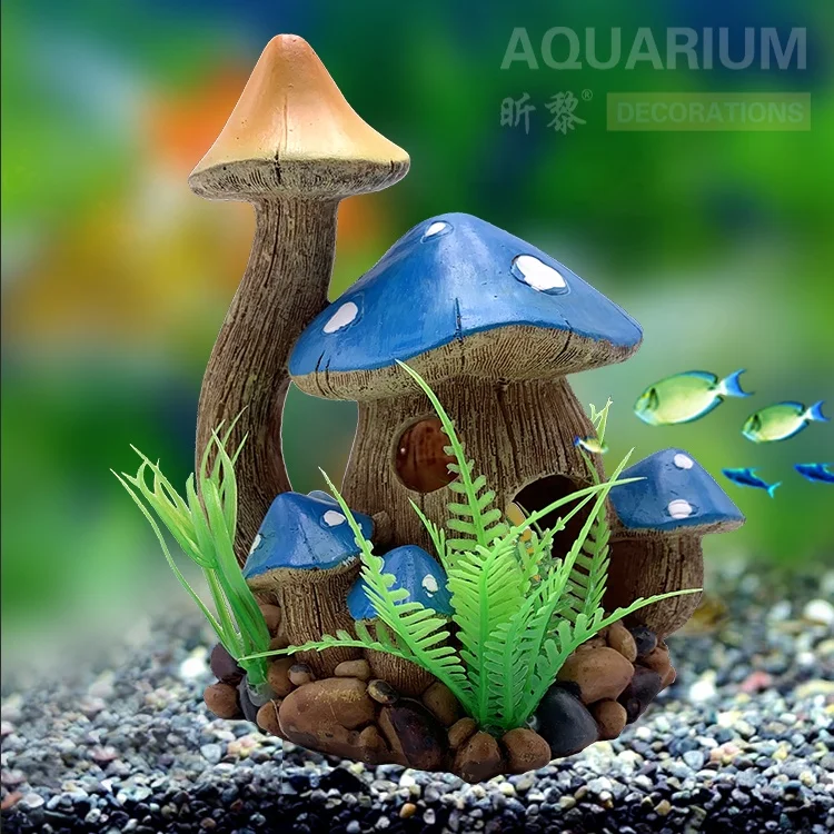 Aquarium Ornament Decor Artificial Plastic Bamboo House Hide Cave Fish tank  Decoration