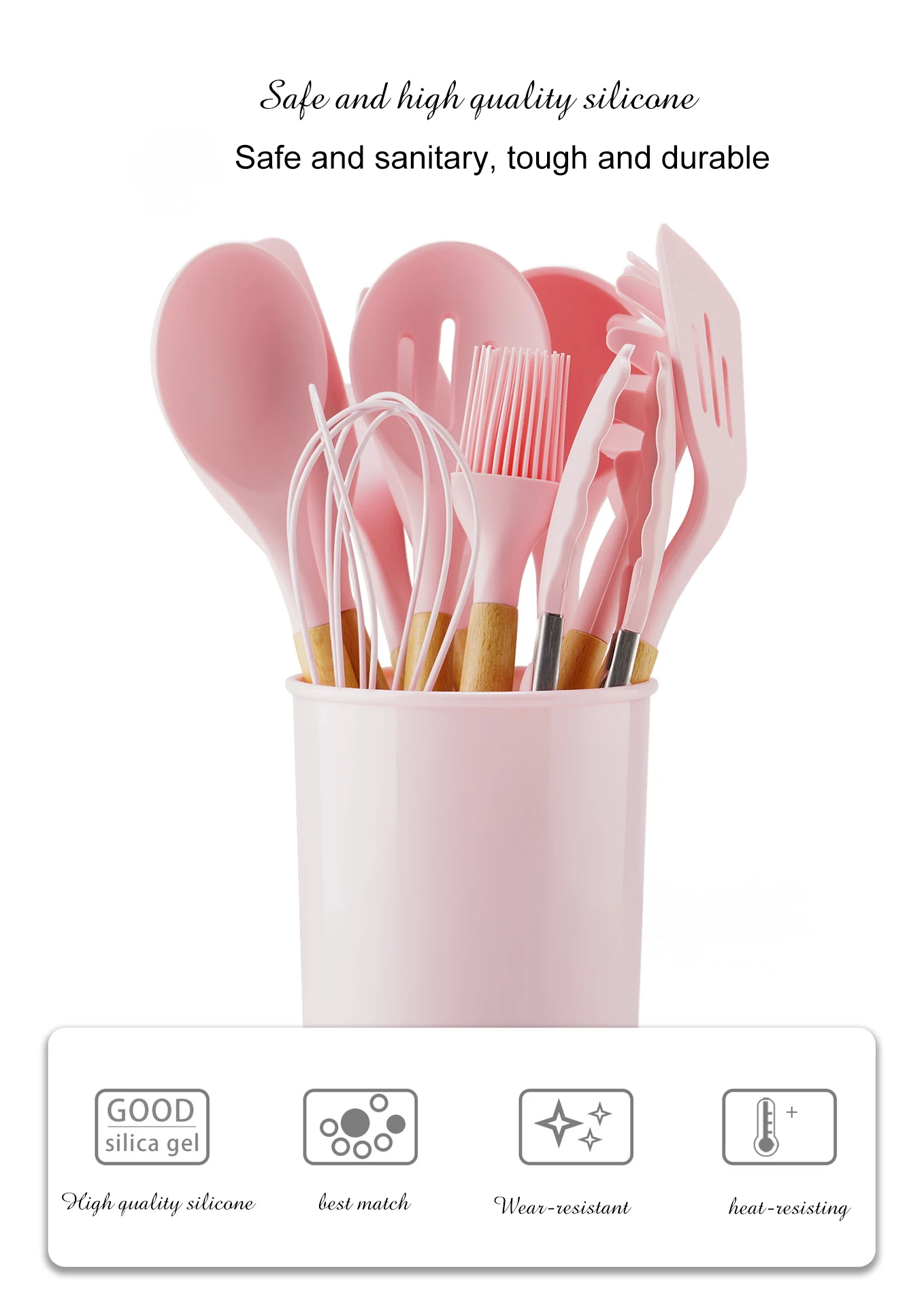 Silicone Kitchen Utensils Set Silicone Cooking Utensils For Non Stick Cookware Wood Kitchen