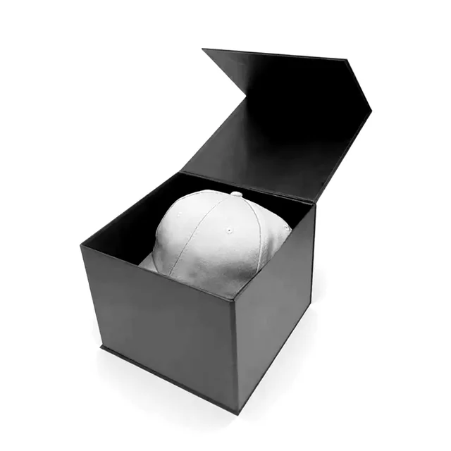 Custom Rigid Cardboard Paper Packaging Supplier Luxury Cloth Shoes Baseball Cowboy Hat Packaging Box Foldable Magnetic Cap Box