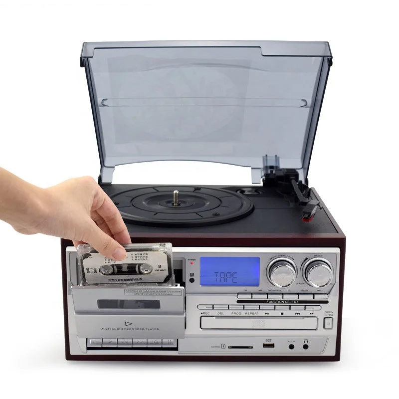 CE Vinyl Record Player With CD Player Cassette Recording And Player USB SD  FM Radio