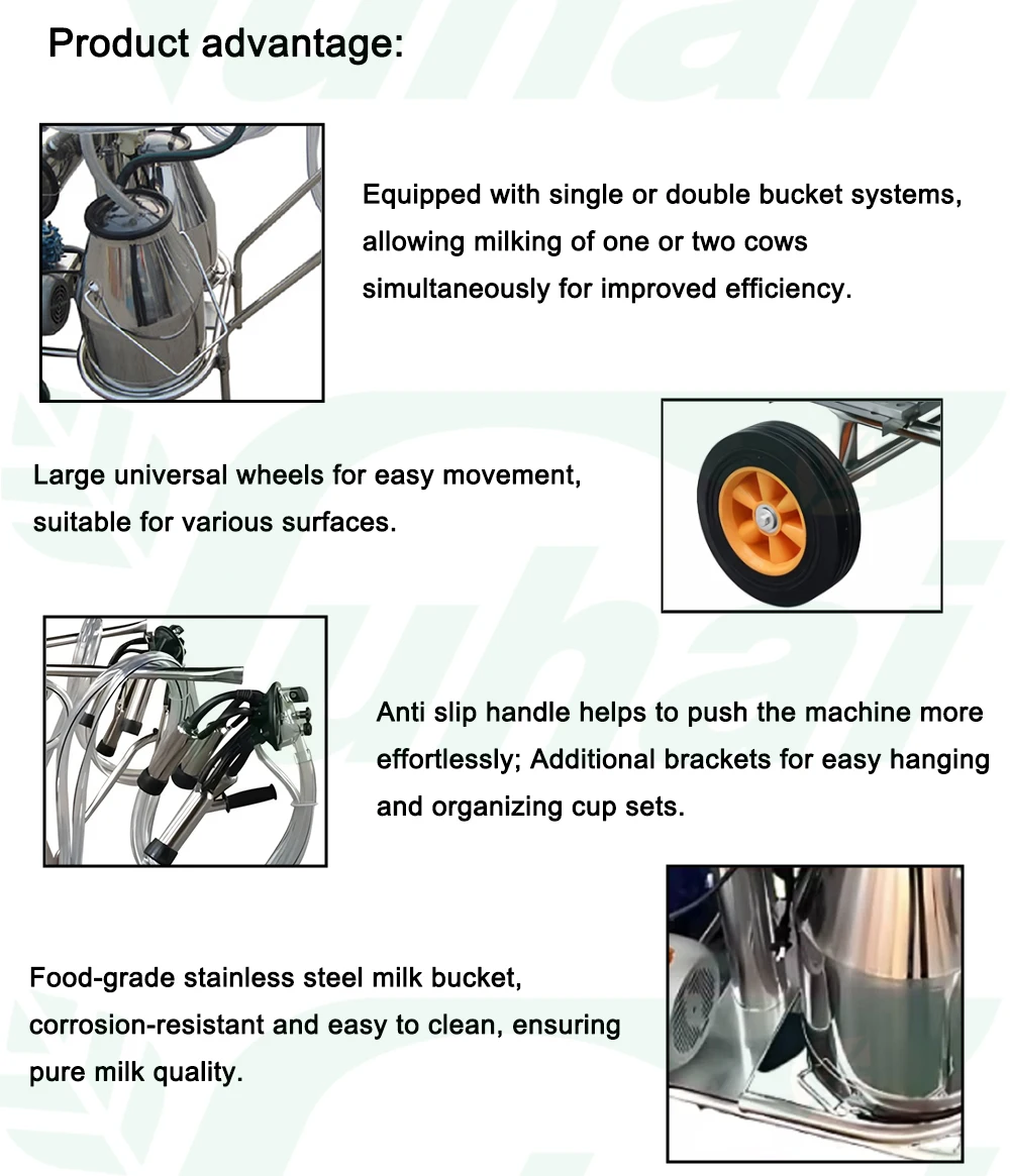 New Durable Fully Automatic Portable Milking Machine for Large Dairy Farms Mobile Apparatus for Cow Milking details