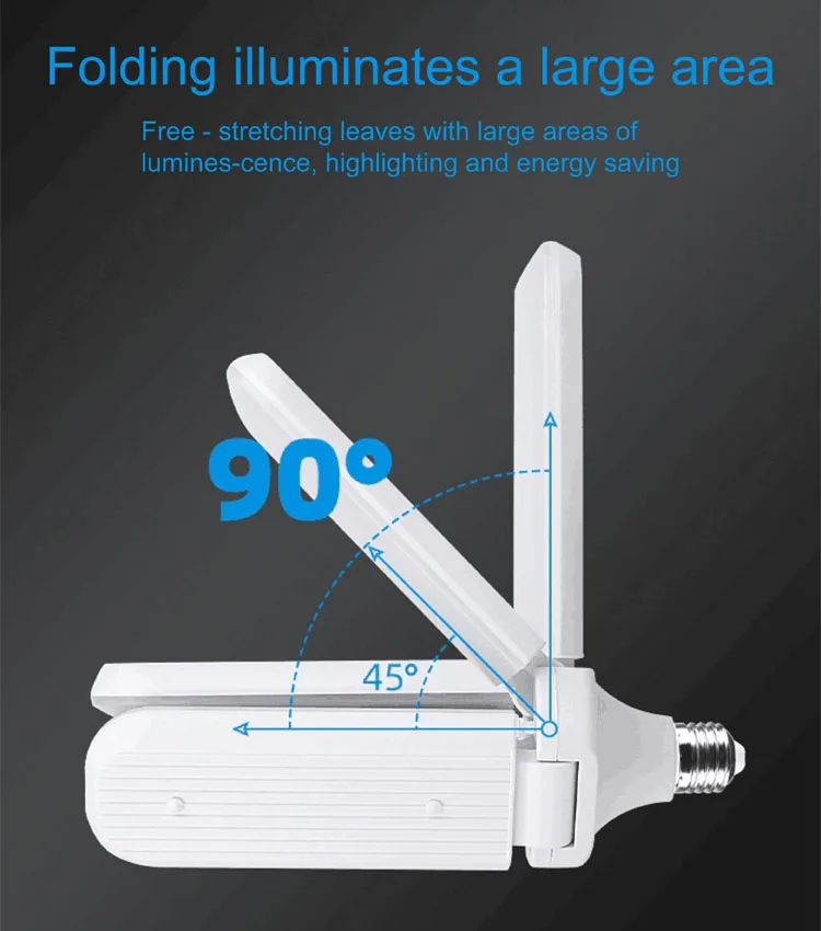 Super Bright Energy Saving 30W 38w 45W 54W Aluminum E27 Base Foldable Fan Blade LED Bulb Light