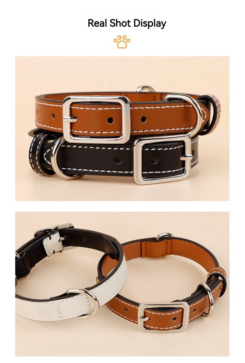 Manufacturer Wholesale Customizable Handmade Cowhide Pet Collar