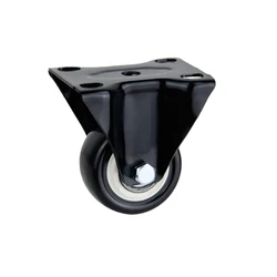 Furniture fixed universial casters wheel black pu material light 1/1.5/2/3 inch rigid caster with brake NO 4