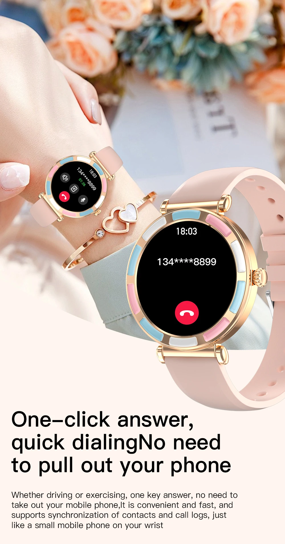 P61  2026 Smart Watch Fitness Tracker Dynamic Heart Rate Blood Pressure Multi-sport Mode High Quality Women's Smart Watch