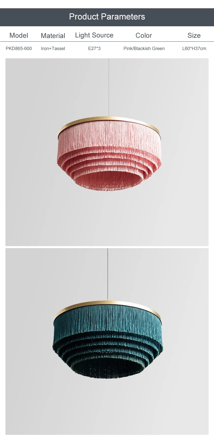 pkd860 modern design indoor decoration hanging lighting tassel led chandelier pendant light-2