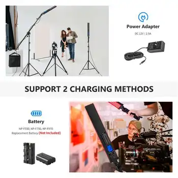 Neewer 2.4G RGB LED Light Stick, 3-Pack Photography Lighting Kit with Remote Control, Dimmable 3200K~5600K with Stand, Arm product image
