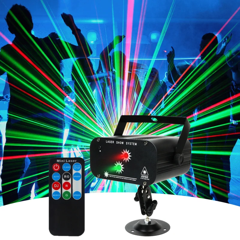 YSH Mini 2-Eyes Disco Beam Projector 48 Patterns Warm White/White Laser Stage Light Spotlights for Iron KTV Night Club DJ Sound