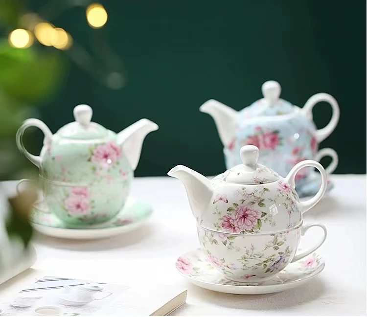 Tea Pot and Cup for One Person Single Pot Tea for One Tea Pot with Cup and Saucer for Wedding Gift supplier