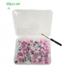 Set: 30 in white and 30 in pink with screwdriver