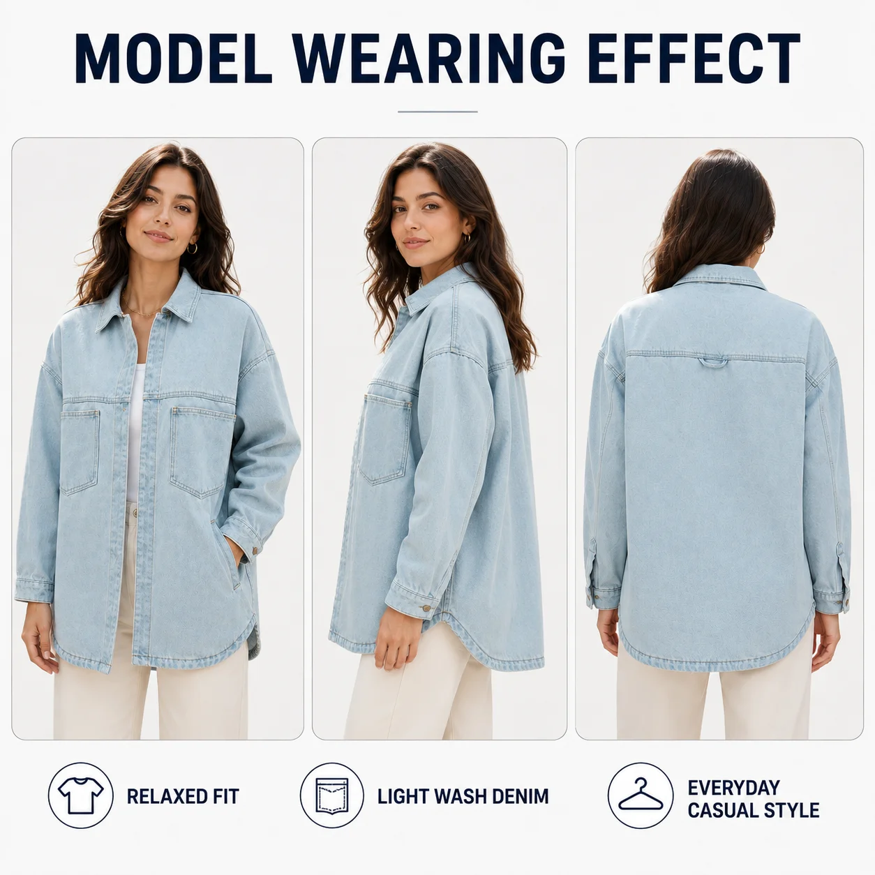 High Quality Soft Comfortable Breathable Eco-Friendly Denim Winter Jacket Women Dual Flap Patch Pocket Finished