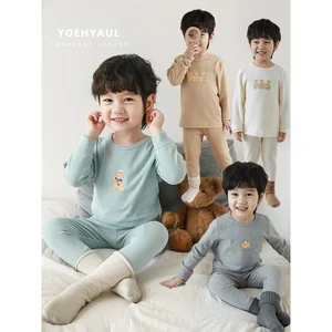 YOEHYAUL LQ0021 Indoor Toddler Boys Sleepwear 95% Cotton 5% Spandex Children's Pajamas Suit Nightwear Cotton Pyjamas Kids