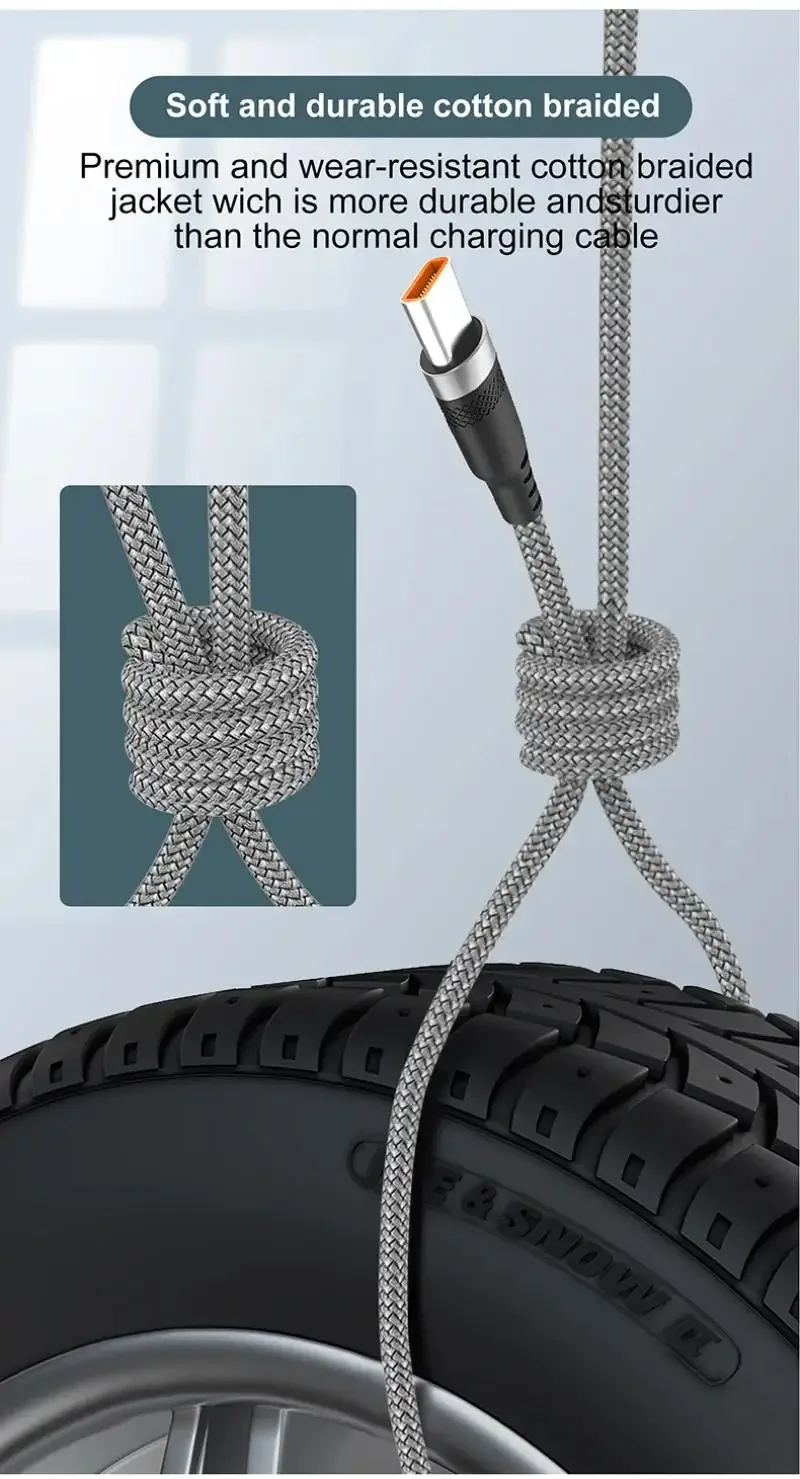 USB Type C Fast Charging Cable 8m Extended Length Nylon Braided Data Cord Durable Shielding Compatible Android Devices