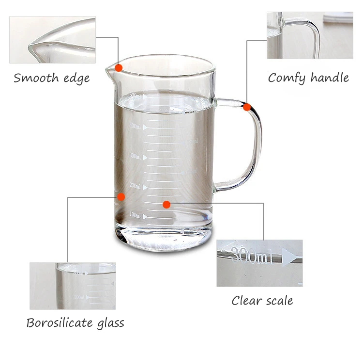 1L Airtight Lid Pitcher Beaker Liquid Glass Mixing Measure Cups Jugs for Coffee & Tea Sets