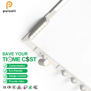PULUOTI Customized 1M 2M Linear H6mm Magnetic Track Spot Lighting Surface Ceiling Focus with Track Light White/Black