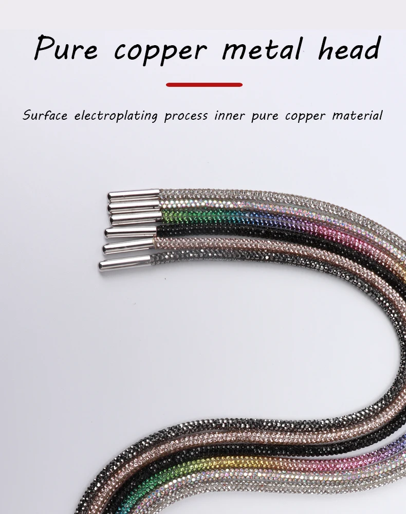 Round Rhinestone Shoelaces Rainbow Diamond Shoelace Sneakers Shoe Laces