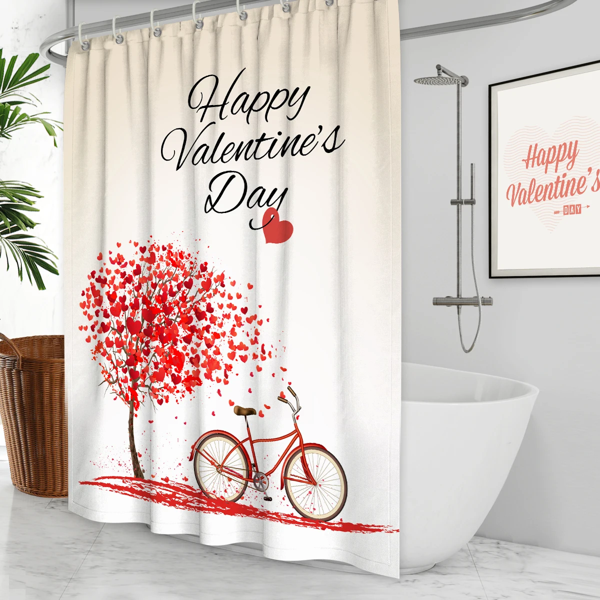 Занавески для душа в форме сердца тканевые занавески ванной комнаты красные на День святого