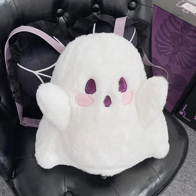 Funny Ghost Little Ghost Backpack Plush Autumn/Winter Cartoon Student Daily Book Bag Japanese JK Uniform Crossbody Bag