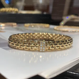 New 18K Gold 16.3g Biker Tennis Chain - 16.5cm Lab Diamond Stretch Bracelet for Women