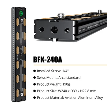 240mm Universal Arca Swiss Quick Release Plate Aluminum Alloy Camera Tripod Bracket Mount Compatible with Arca/RRS Standard detail image