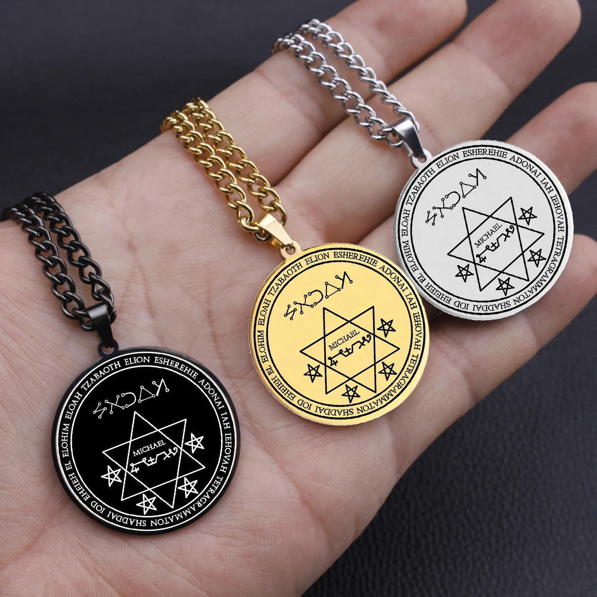 Lamen regulador do michael angélico, o selo solar é baseado na gravação do  colar de pingente de calendário mágico de aço inoxidável