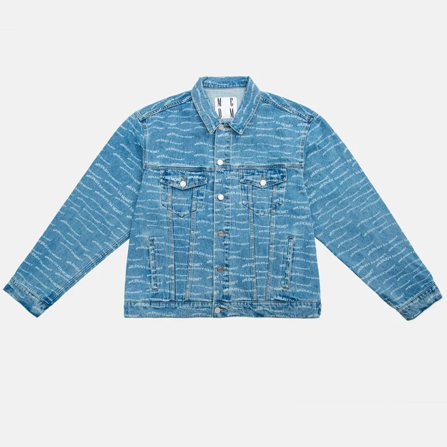 DiZNEW Full Over printed Custom Mens Cotton Twill Denim Wash Jacket