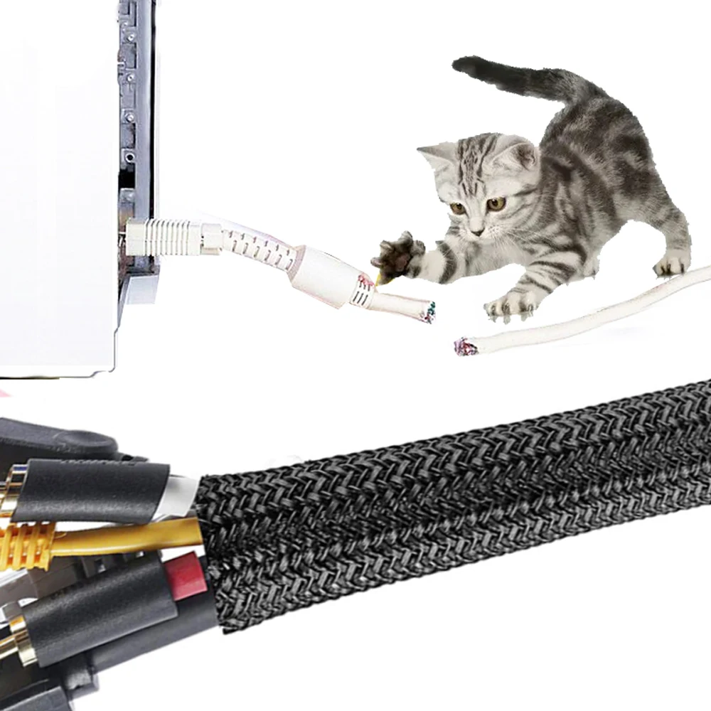 25mm x 3metros Cables Trenzado Manguito de Cable Recoge, Protector de Cables Autocierre, Organizador Cubre Cables Negro, Manguito de Cable Auto, Cubre 25mm x 3metros Cables Trenzado Manguito de Cable Recoge, Protector de Cables Autocierre, Organizador Cubre Cables Negro, Manguito de Cable Auto, Cubre
