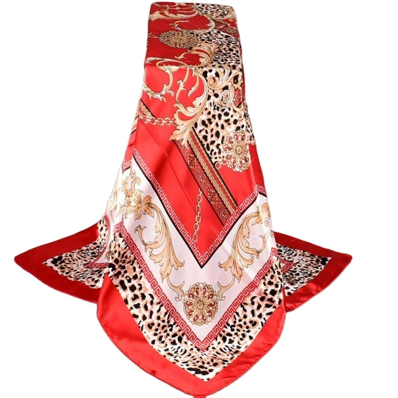 2025 New Irregular Large square Scarf  American Style Chain Flower Fashion  Print  Silk Scarf