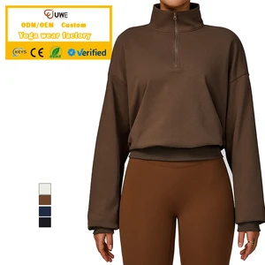 Women's Autumn and Winter Casual Sports Hoodie Stand up Collar Long Sleeves 1/4 Zipper Breathable Warm Yoga Top