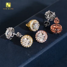 Ready To Ship Pass Diamond Tester Iced Out Fine Hip Hop Jewelry Screw Back Ear Studs S925 VVS Moissanite Stud Earring For Women