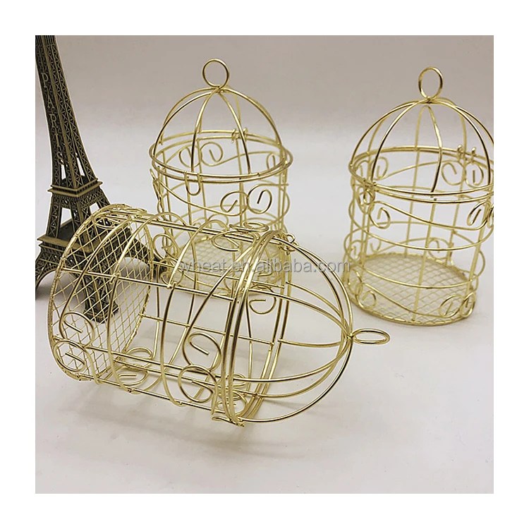 Упаковочная Золотая железная коробка для конфет в клетку сахарной птицы на