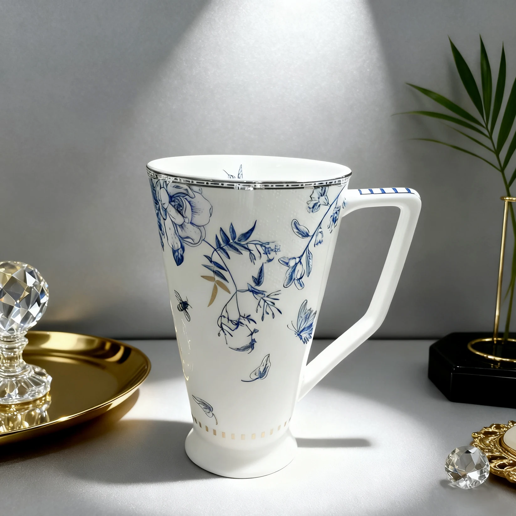 Bone China Latte Mug Oversize Coffee Mug Ceramic Tea Cup 450cc