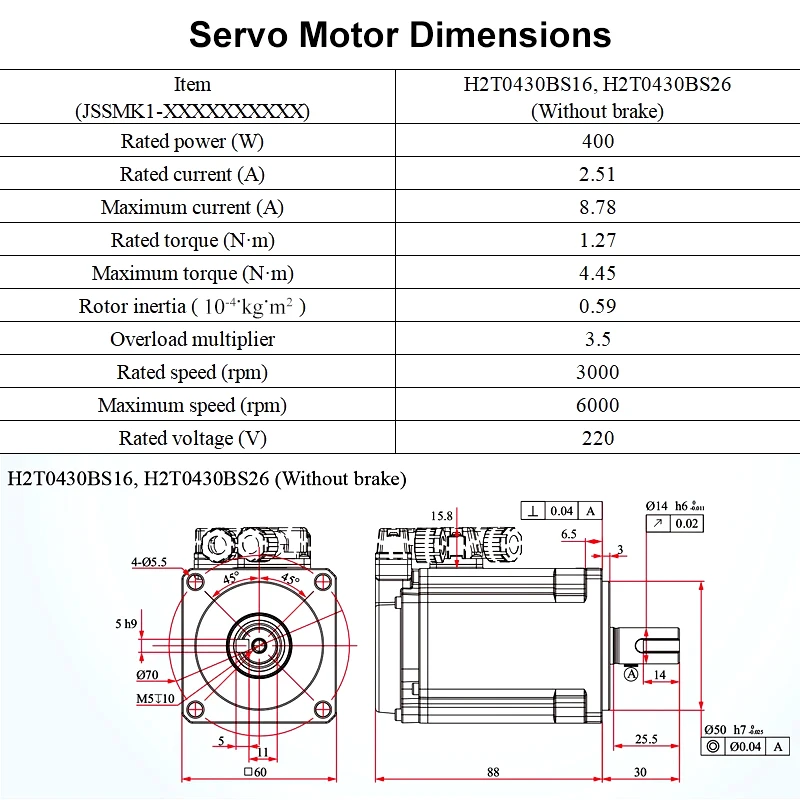 EtherCAT IP67 17-bit Ac Servo Drive Single-phase Servo Motor Kit 400W 220VAC 3000RPM 1.27N.m Ac Servo Motor with Drive