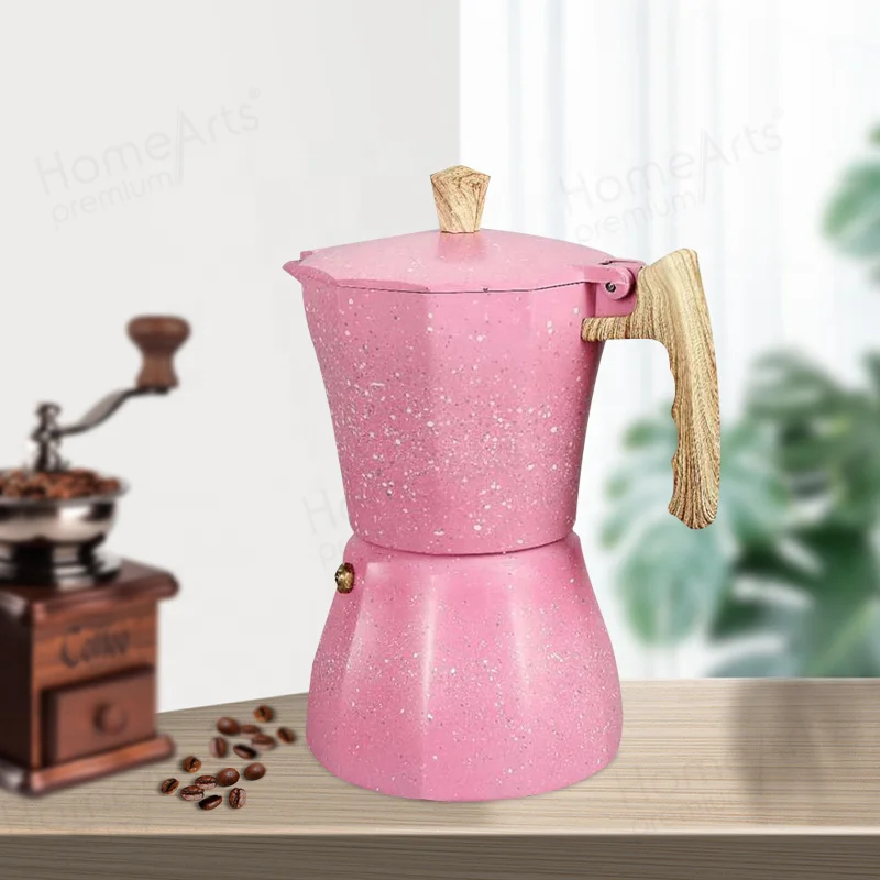 Cafetera italiana moka en rosa