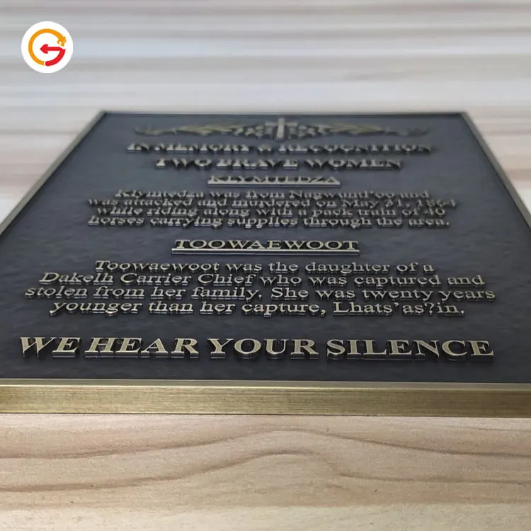 Jaguarsign Manufacturer Custom Embossed Memorial Metal Plaques Custom Engraved Bronze Funeral