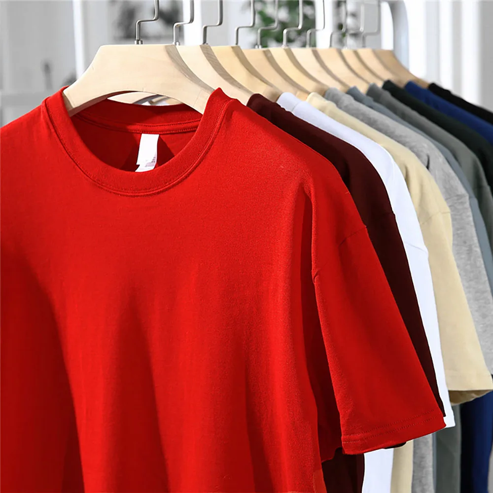 Yiwu Apparel OEM 220gsm Heavyweight Custom Drop Shoulder T-shirts Oversized Blank Shirts